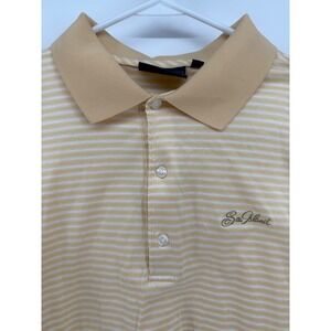 Bobby Jones Players SEA ISLAND Golf‎ Polo Shirt Striped Yellow Mens Size Large